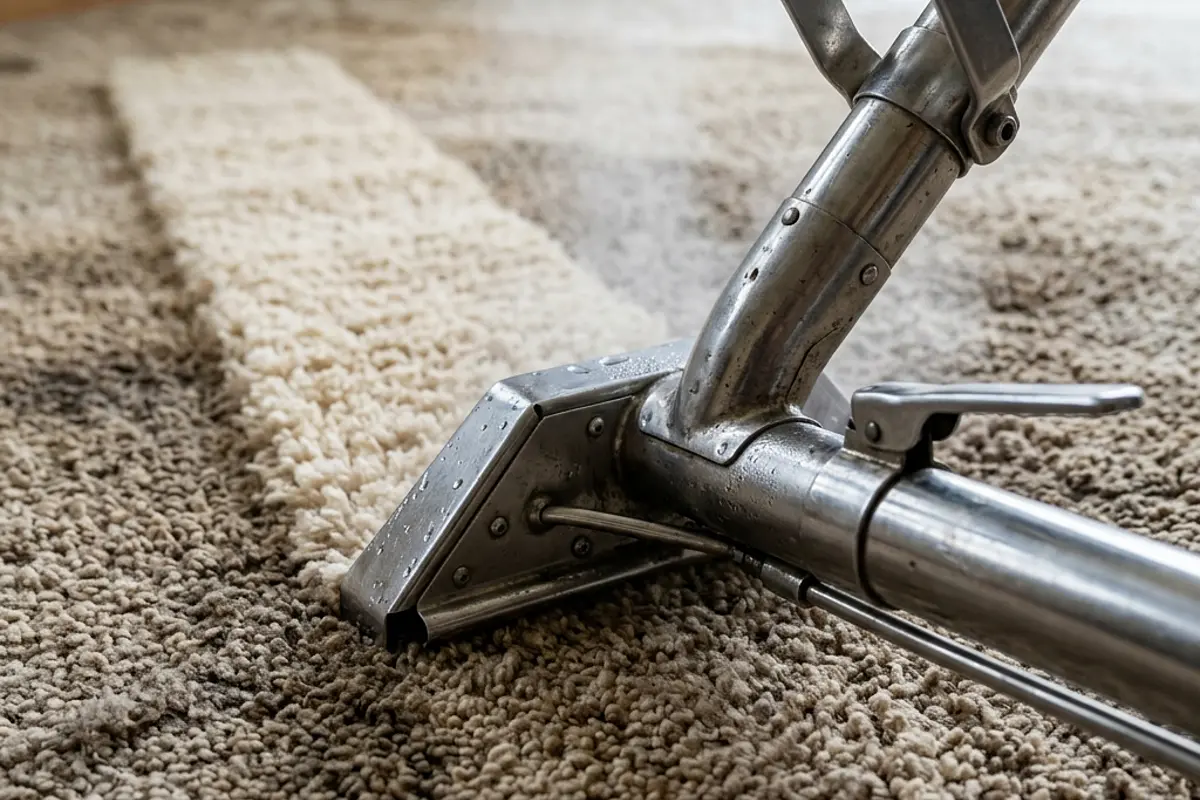 Carpet steam cleaning crew working in Albion